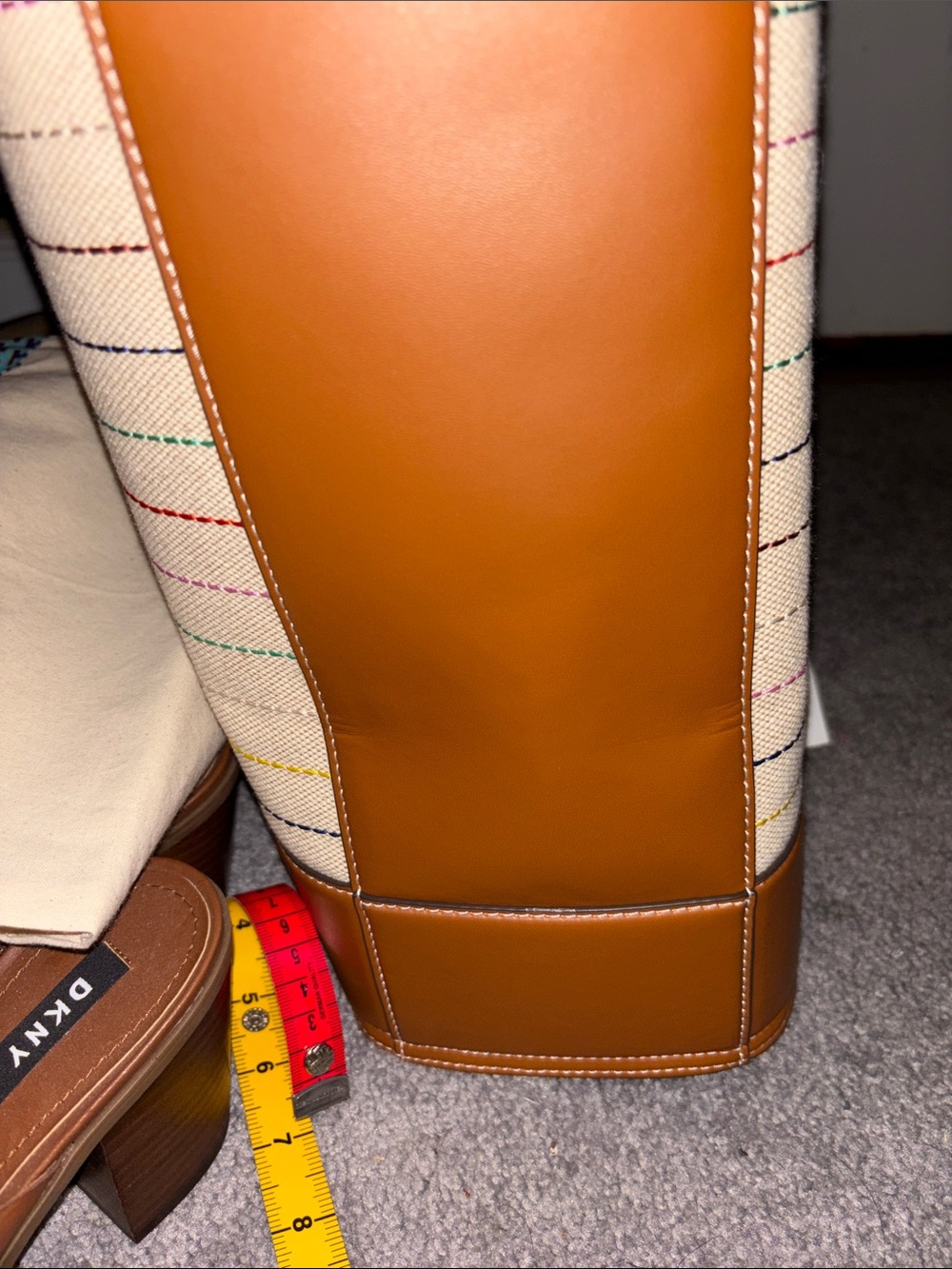Tory Burch Cream Canvas Tote with Multicolor Logo and Stripes - Picture 8 of 8